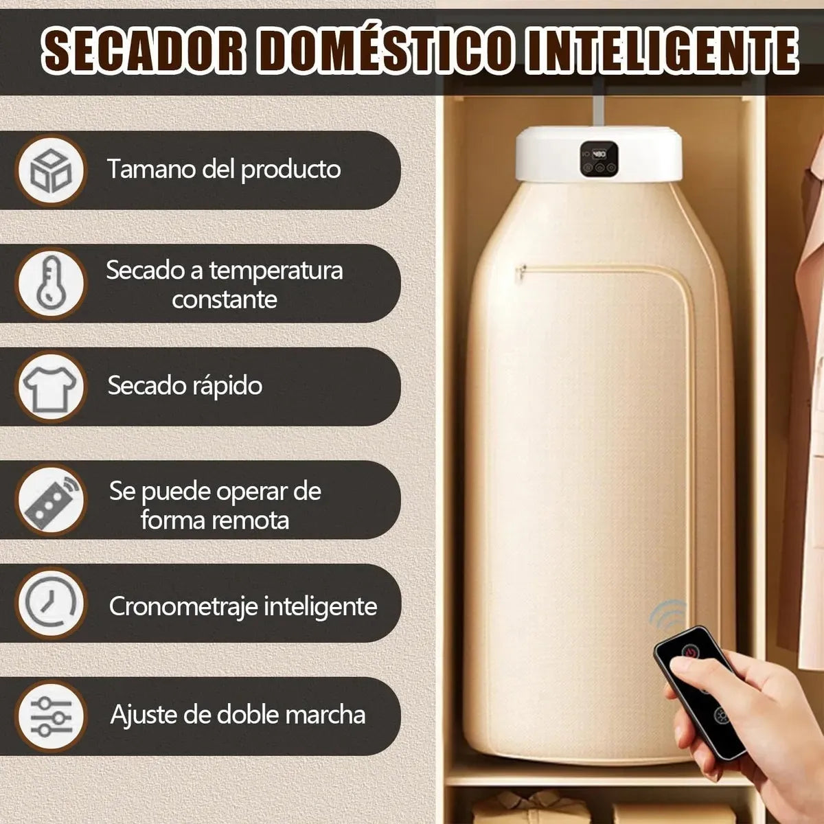 Secador De Ropa Portátil Capacidad De Carga 10 Kg.